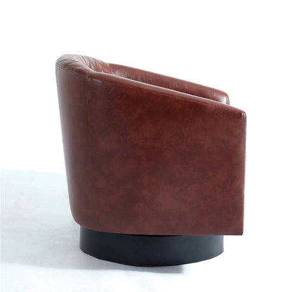 Faux Leather Nailheads Swivel Barrel Chair Set of 2