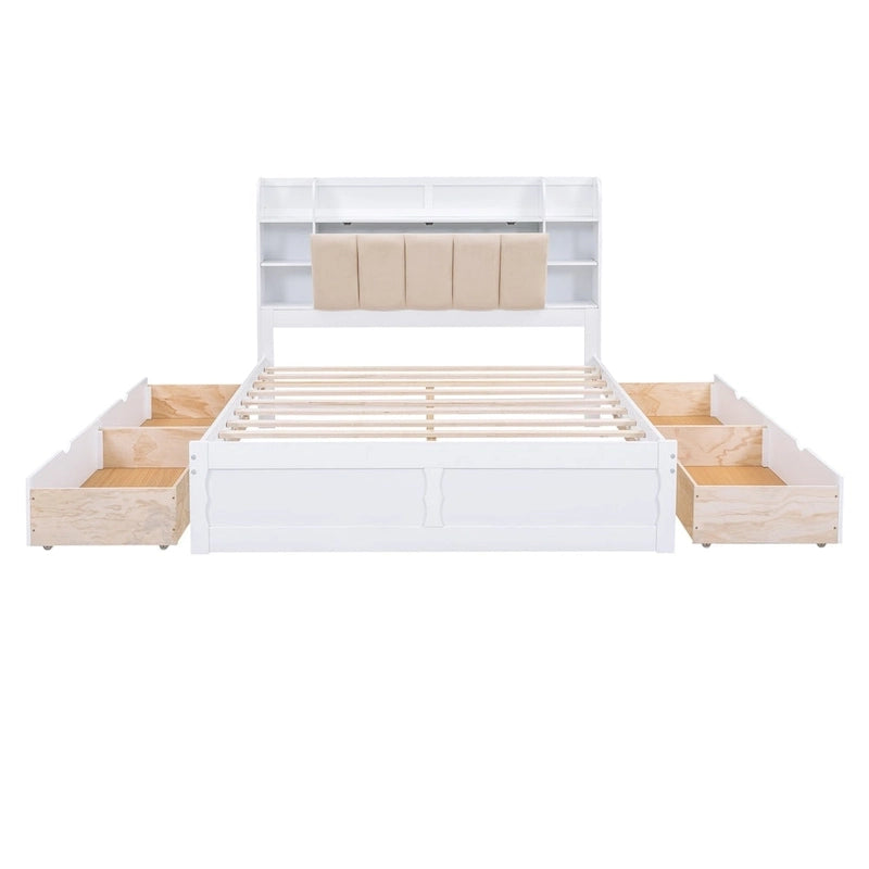 Merax Queen Size Platform Bed with Storage Headboard