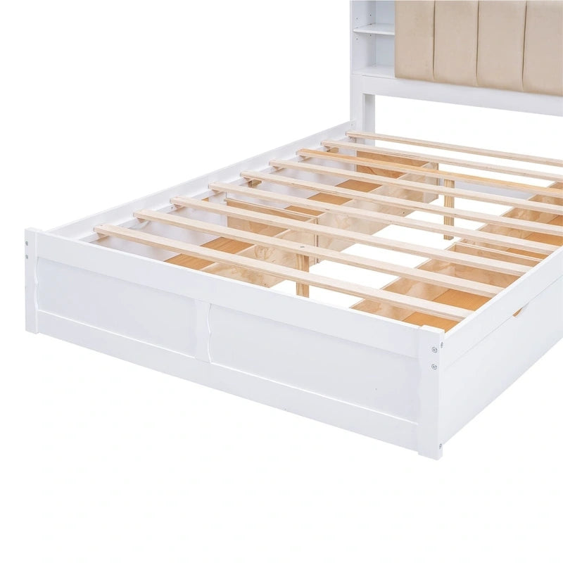 Merax Queen Size Platform Bed with Storage Headboard