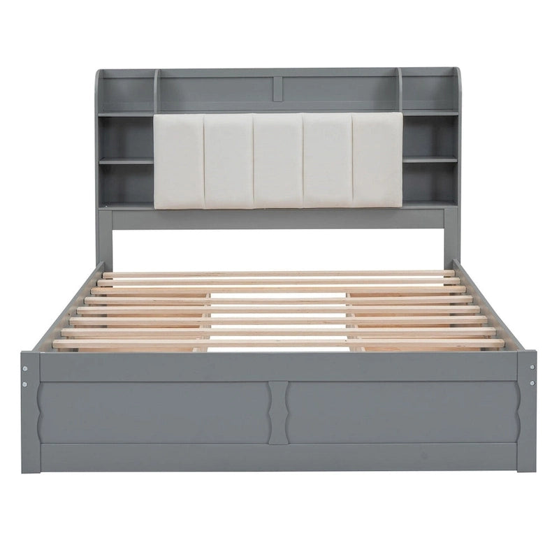 Merax Queen Size Platform Bed with Storage Headboard