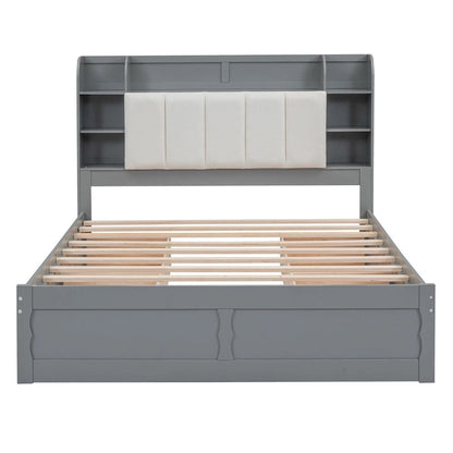 Merax Queen Size Platform Bed with Storage Headboard
