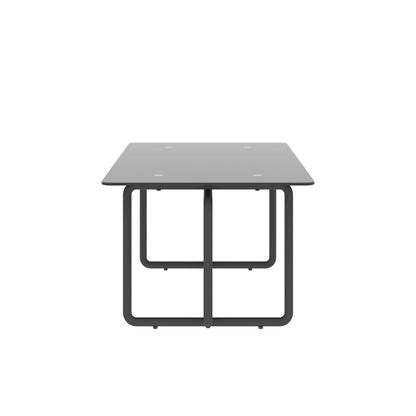 Modern Tempered Glass and Black Metal Coffee Table - 23.62 x 39.37 x 17.71