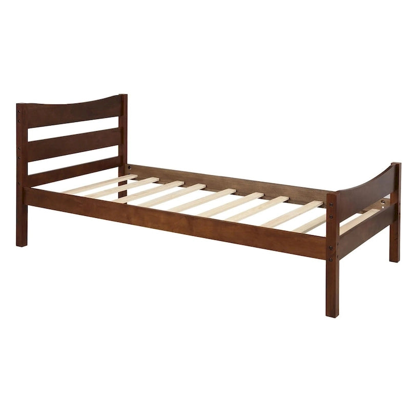 Twin Size Brown Wood Platform Bed