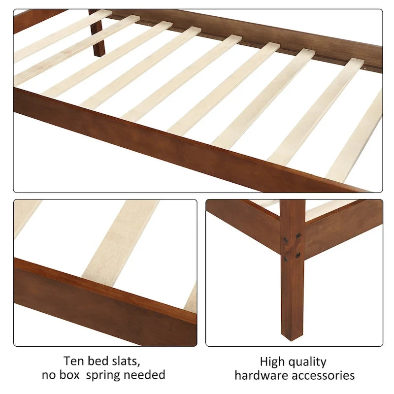 Twin Size Brown Wood Platform Bed