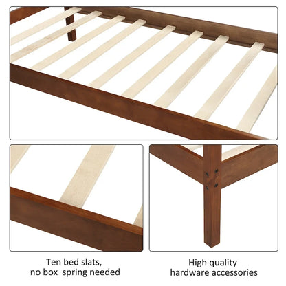 Twin Size Brown Wood Platform Bed