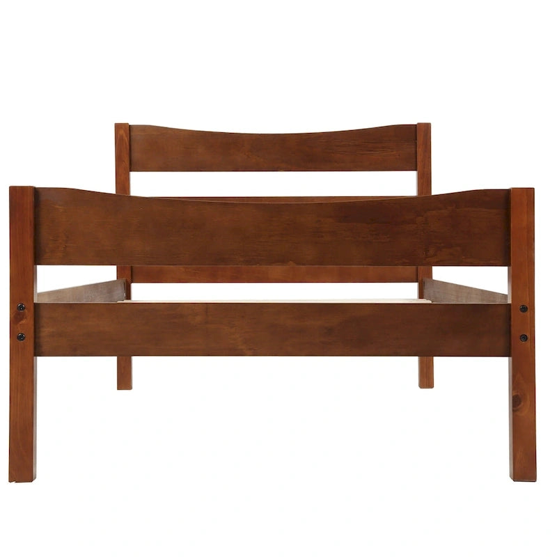 Twin Size Brown Wood Platform Bed