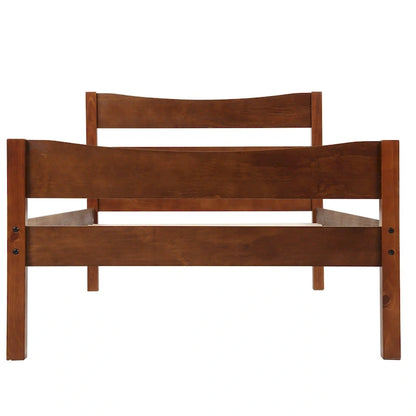 Twin Size Brown Wood Platform Bed