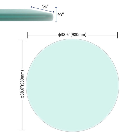 Round Tempered Glass Table Top Clear Glass Thick Beveled Polished Edge