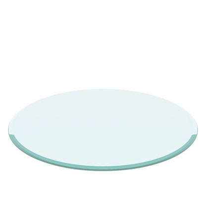 Round Tempered Glass Table Top Clear Glass Thick Beveled Polished Edge