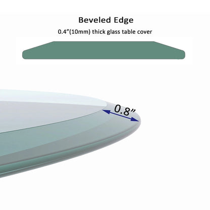 Round Tempered Glass Table Top Clear Glass Thick Beveled Polished Edge