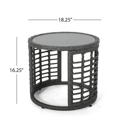 Chadbourne Indoor Modern Boho Wicker Chat Set with Side Table by Christopher Knight Home
