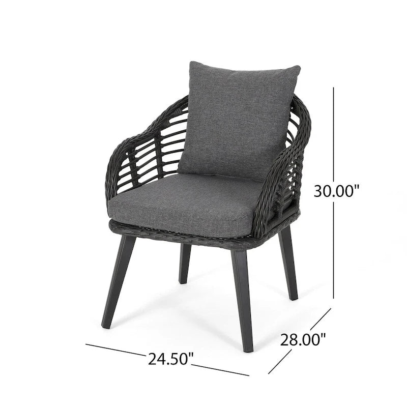 Chadbourne Indoor Modern Boho Wicker Chat Set with Side Table by Christopher Knight Home