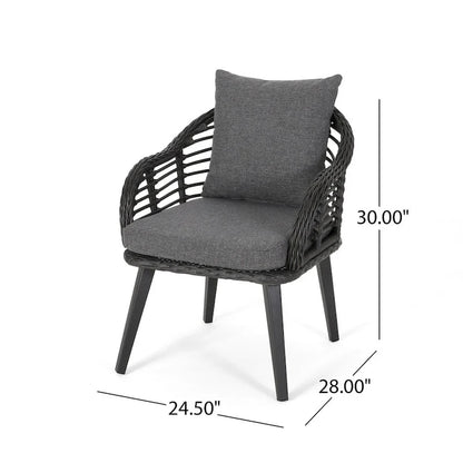Chadbourne Indoor Modern Boho Wicker Chat Set with Side Table by Christopher Knight Home