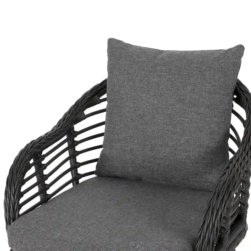 Chadbourne Indoor Modern Boho Wicker Chat Set with Side Table by Christopher Knight Home