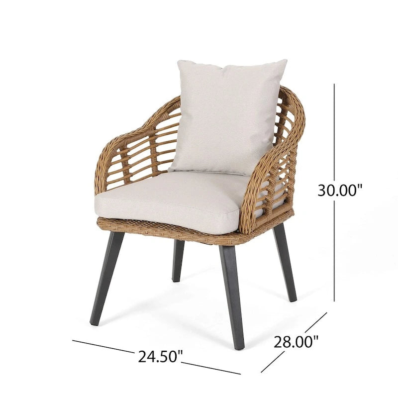 Chadbourne Indoor Modern Boho Wicker Chat Set with Side Table by Christopher Knight Home