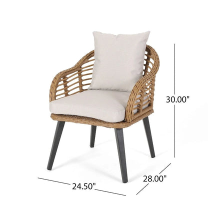 Chadbourne Indoor Modern Boho Wicker Chat Set with Side Table by Christopher Knight Home