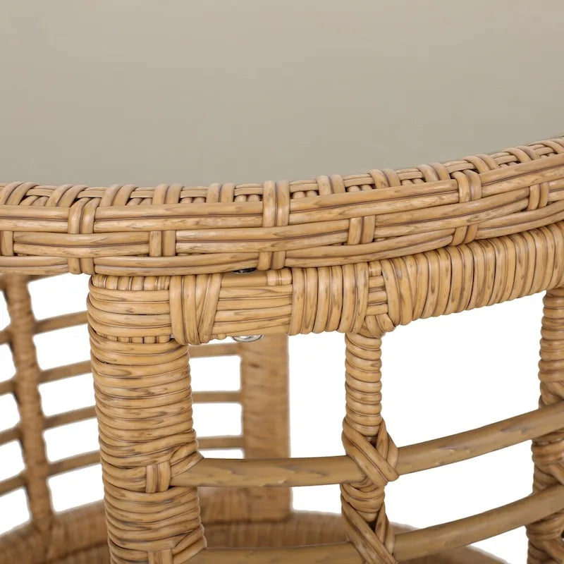 Chadbourne Indoor Modern Boho Wicker Chat Set with Side Table by Christopher Knight Home