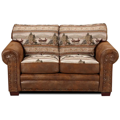 Alpine Lodge Fishing Scene Upholstered 4-piece Seating Set