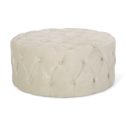 Orla Modern Glam Round Tufted Velvet Ottoman by Christopher Knight Home