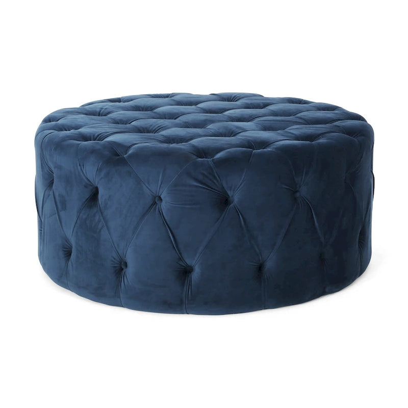 Orla Modern Glam Round Tufted Velvet Ottoman by Christopher Knight Home
