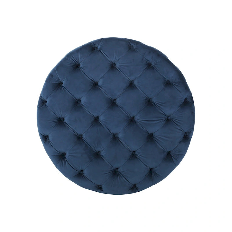 Orla Modern Glam Round Tufted Velvet Ottoman by Christopher Knight Home