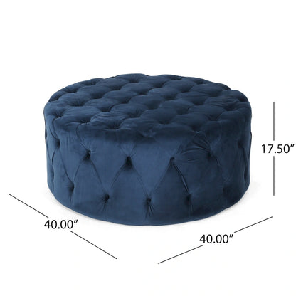 Orla Modern Glam Round Tufted Velvet Ottoman by Christopher Knight Home