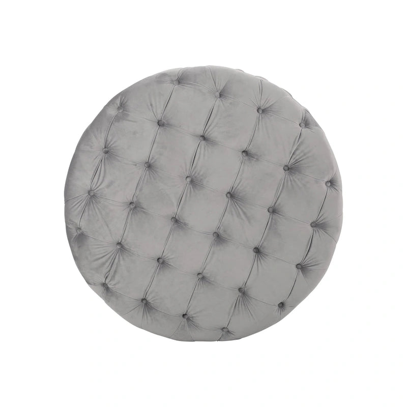 Orla Modern Glam Round Tufted Velvet Ottoman by Christopher Knight Home