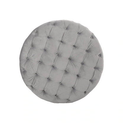 Orla Modern Glam Round Tufted Velvet Ottoman by Christopher Knight Home