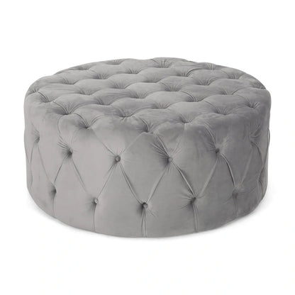 Orla Modern Glam Round Tufted Velvet Ottoman by Christopher Knight Home