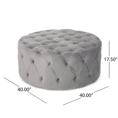 Orla Modern Glam Round Tufted Velvet Ottoman by Christopher Knight Home