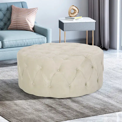 Orla Modern Glam Round Tufted Velvet Ottoman by Christopher Knight Home