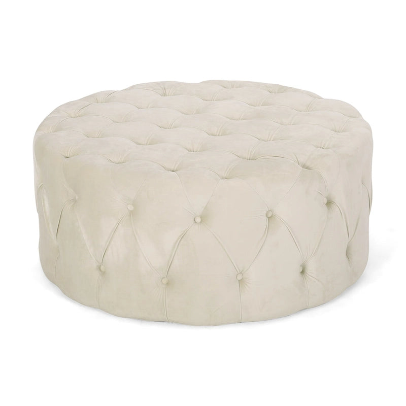 Orla Modern Glam Round Tufted Velvet Ottoman by Christopher Knight Home