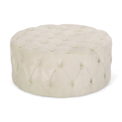 Orla Modern Glam Round Tufted Velvet Ottoman by Christopher Knight Home