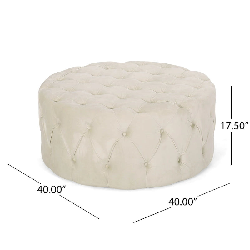 Orla Modern Glam Round Tufted Velvet Ottoman by Christopher Knight Home