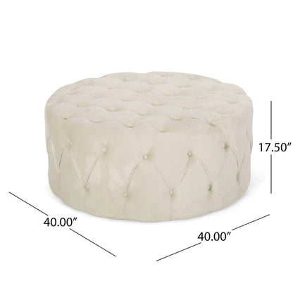 Orla Modern Glam Round Tufted Velvet Ottoman by Christopher Knight Home