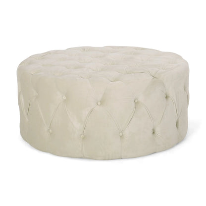 Orla Modern Glam Round Tufted Velvet Ottoman by Christopher Knight Home