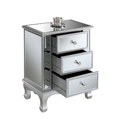 Convenience Concepts Gold Coast Vineyard Mirrored 3 Drawer End Table