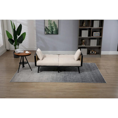 Velvet Upholstered Tufted Sleeper Loveseats Armsofa with Metal Feet