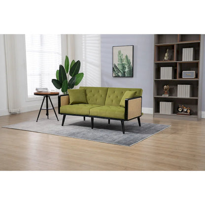 Velvet Upholstered Tufted Sleeper Loveseats Armsofa with Metal Feet
