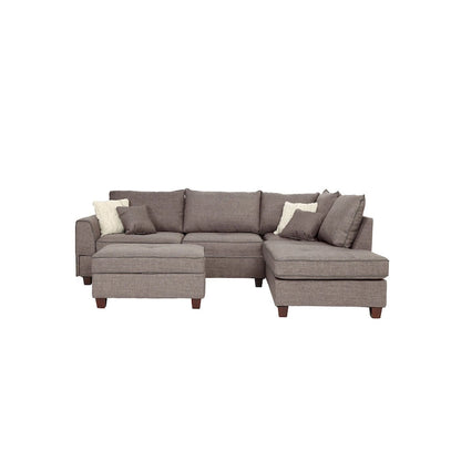 Bobkona Polyfabric Reversible Chaise Sectional with Storage Ottoman set.