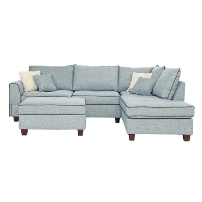 Bobkona Polyfabric Reversible Chaise Sectional with Storage Ottoman set.