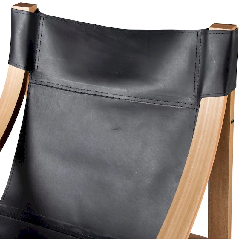 Steve Silver Logan Top Grain Leather and Solid Wood Sling Accent Chair