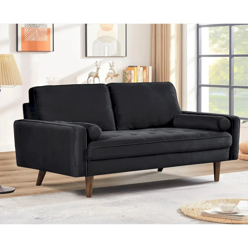Monahan 58W Wood Frame Velvet Tufted Sofa
