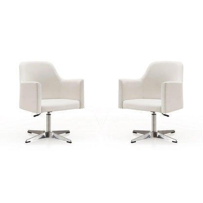 Manhattan Comfort Pelo Chrome Faux Leather Adjustable Height Swivel Accent Chair (Set of 2)