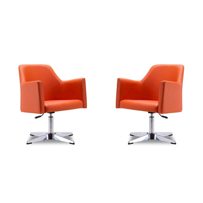 Manhattan Comfort Pelo Chrome Faux Leather Adjustable Height Swivel Accent Chair (Set of 2)