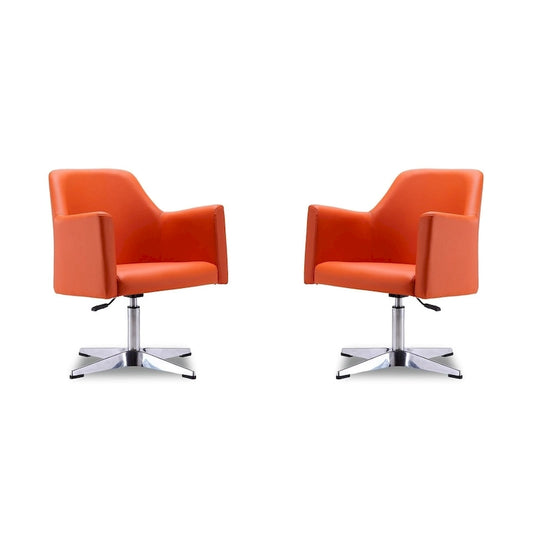Manhattan Comfort Pelo Chrome Faux Leather Adjustable Height Swivel Accent Chair (Set of 2)