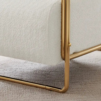 VANOMi 31 Wide Futuristic Velvet Armchair With Glossy Gold Frame Cylindrical Backrest