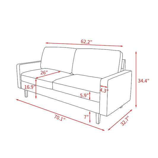 Velvet Square Arm Sofa
