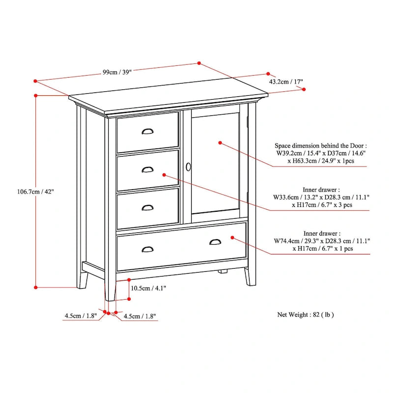 WYNDENHALL Mansfield SOLID WOOD 39 inch Wide Transitional Medium Storage Cabinet - 39w x 17d x 42 h
