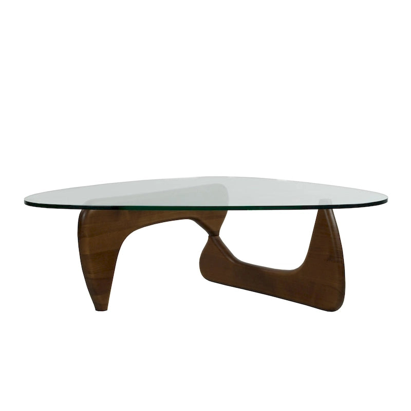 Mid-Century Modern Triangle Tempered Glass Coffee Table